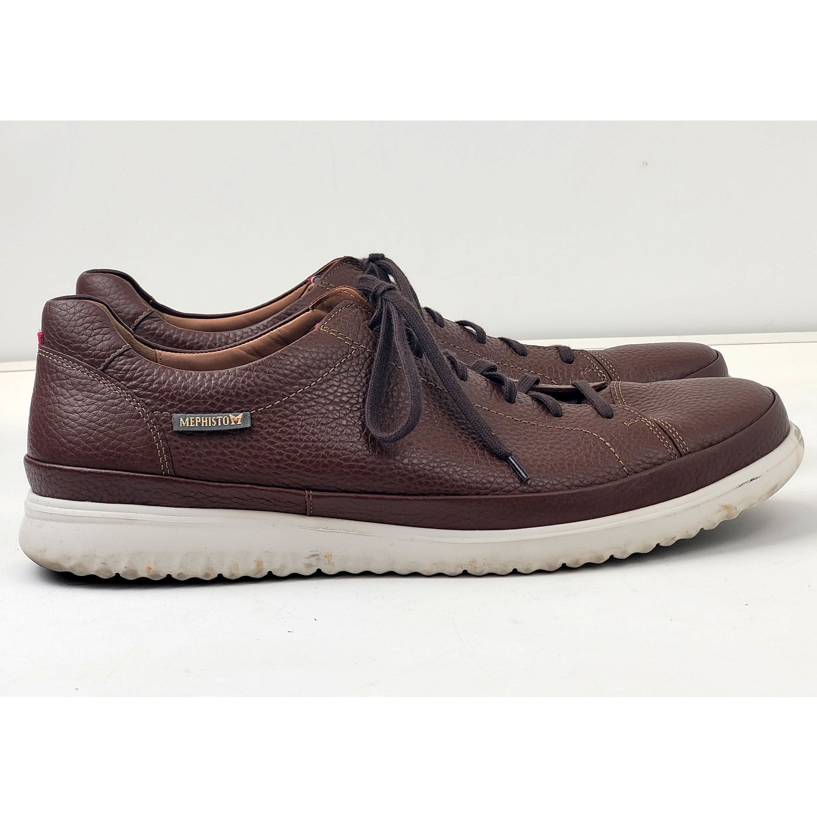 Mephisto Thomas Sneaker In Hazelnut W Textured Leather Upper Men's Sz 13